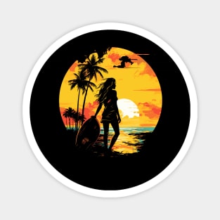 Girls surf better, summer surfing, sunset hunting v9 Magnet